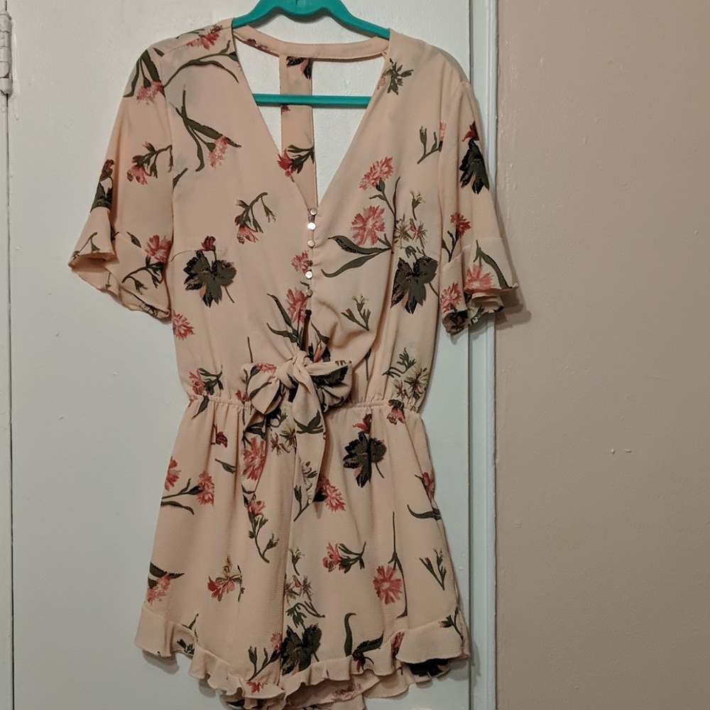 Pink and Green Floral Romper